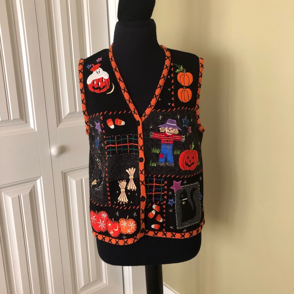 Studio Boo! Knit, appliqué and beaded vest